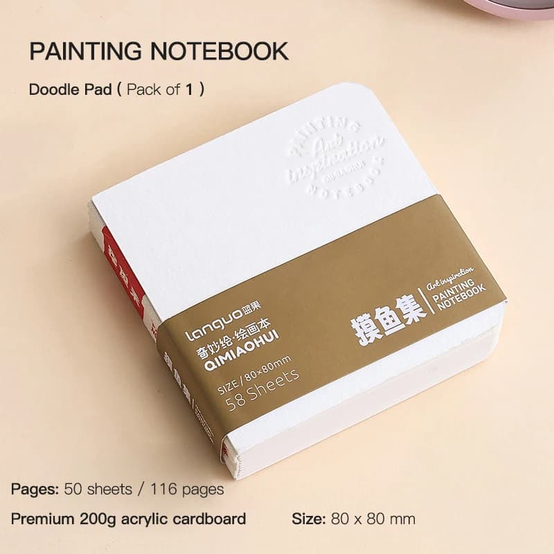LANGUO – livre de dessin à l'aquarelle, 50 feuilles de 8cm, boîte de cartes postales en papier aquar