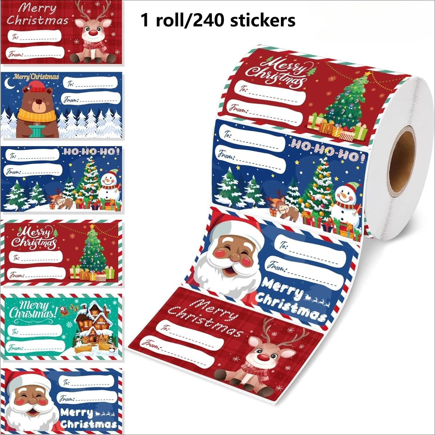 Étiquettes autocollantes pour cadeaux de Noël, 240 pièces/1 rouleau, étiquettes autocollantes pour c