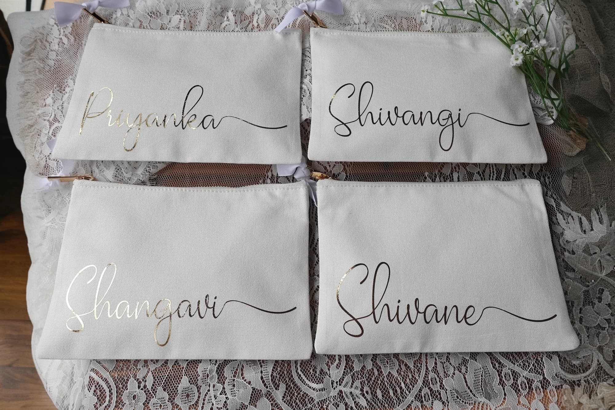 Trousse de maquillage personnalisée, cadeau de demoiselle d'honneur, pochette de maquillage de voyage, cadeaux de fête d'enterrement de vie de jeune fille, proposition de réception nuptiale, cadeau d'