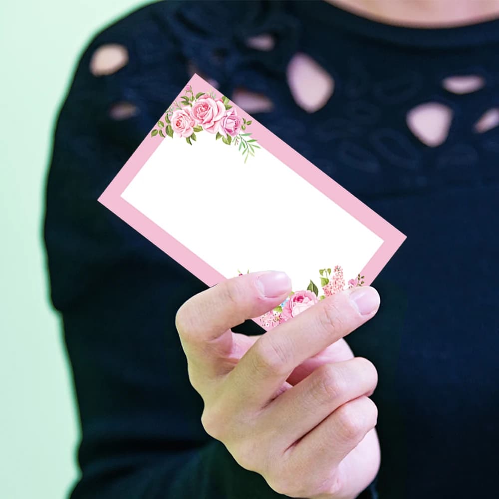 50pcs, cartes de message vierges florales roses, cartes de poche, cartes de visite, cartes de voeux vierges, fournitures pour petites entreprises, étiquettes cadeaux