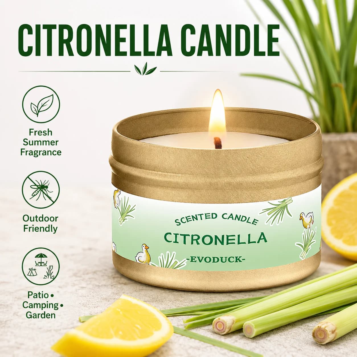 Bougie à la citronnelle pour l'extérieur