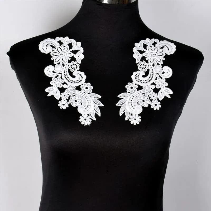 1 Paire de Collets Brodés Appliqués en Dentelle Blanche pour Couture, Accessoire de Mode Féminin DIY, Scrapbooking BW056
