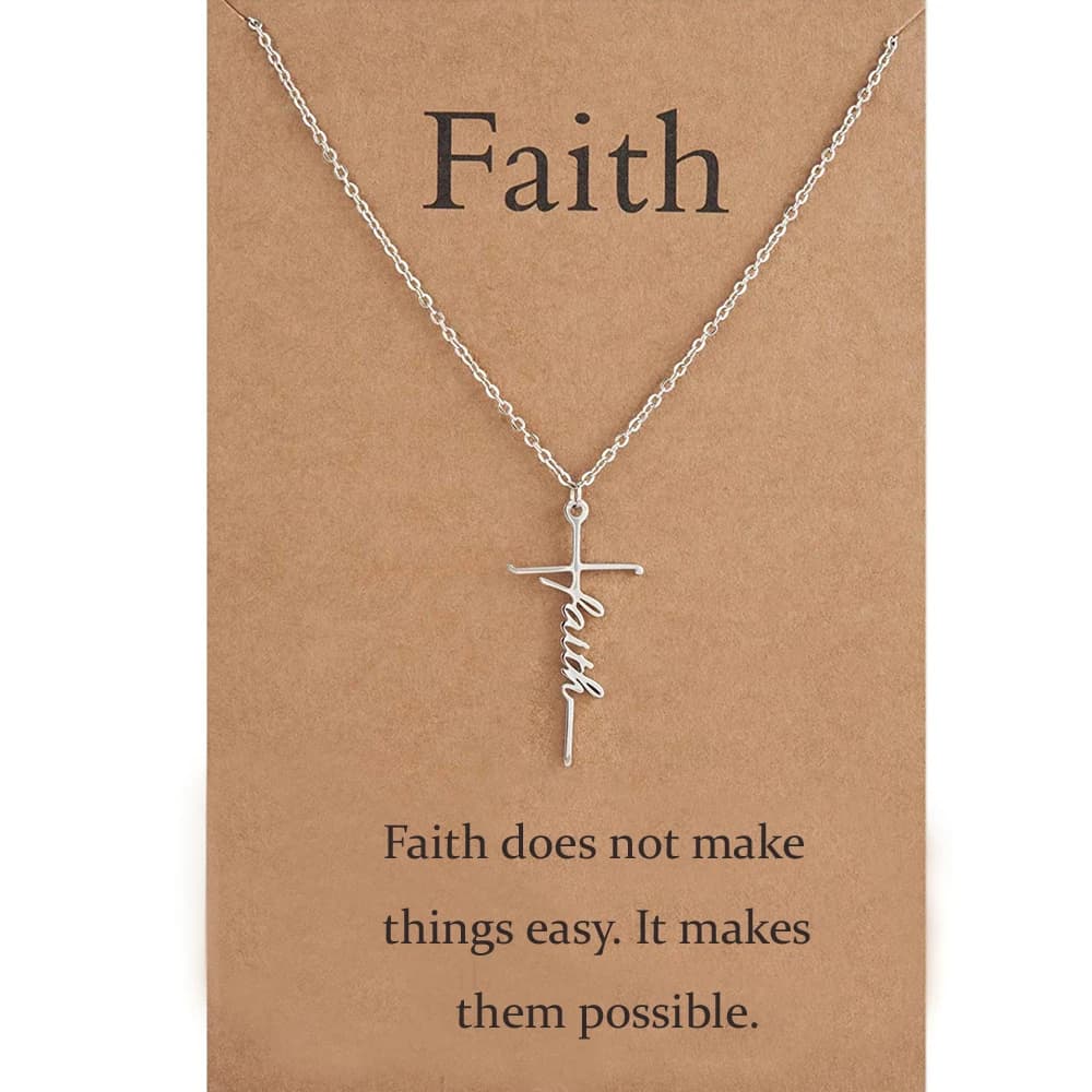 Collier pendentif religieux personnalisé pour femme, Faith Cross, Manucure Believe, Gracieux, Blessed Trust, Fearless, Jewelry Gift