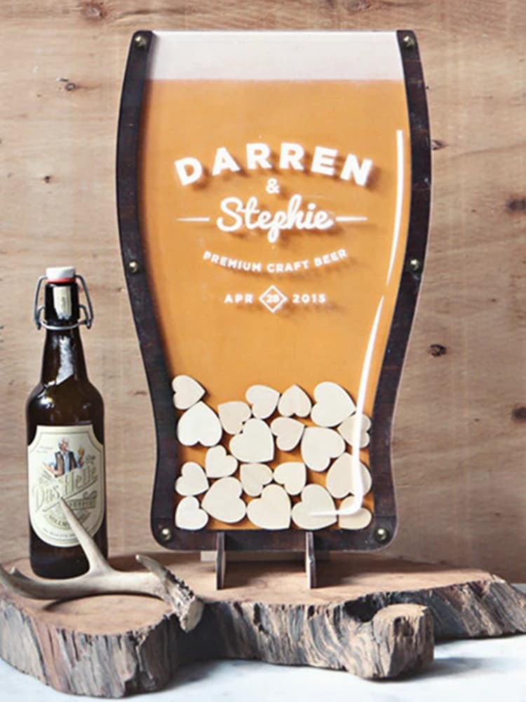 Livre d'Or Personnalisé en Forme de Bière, Boîte à Signature, Décoration de Mariage à la Campagne, ixdes Travailleurs de Noël