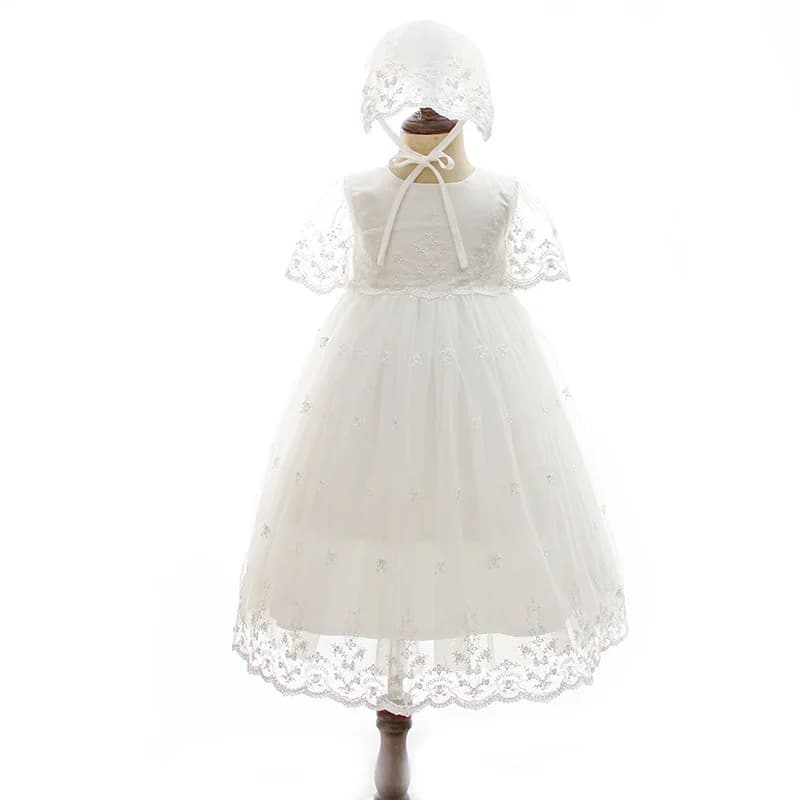 Robe de baptême pour fille, broderie blanche, vêtements de fête de premier anniversaire, mignonne, pour nouveau-nés, nouvelle collection