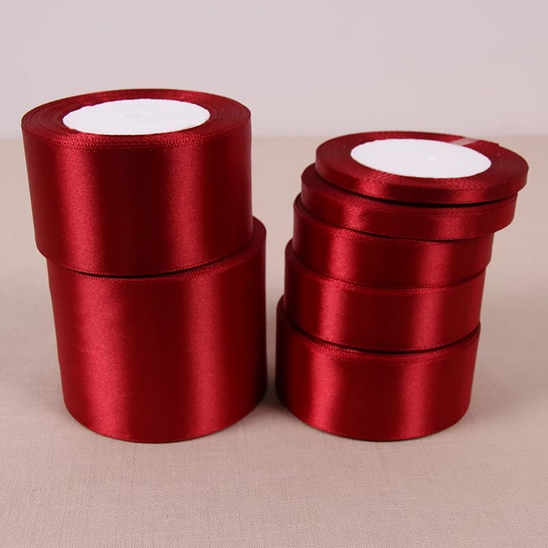 (25 yards/rouleau) ruban de Satin simple visage rouge vin vente en gros emballage cadeau noël nouvel an vêtements tissu à coudre ruban cadeau