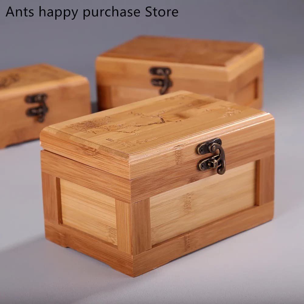 Boîte de rangement pour cartes de visite en bambou, boîtes à bijoux en bois, coton-tige, clé, coffrets cadeaux et bacs