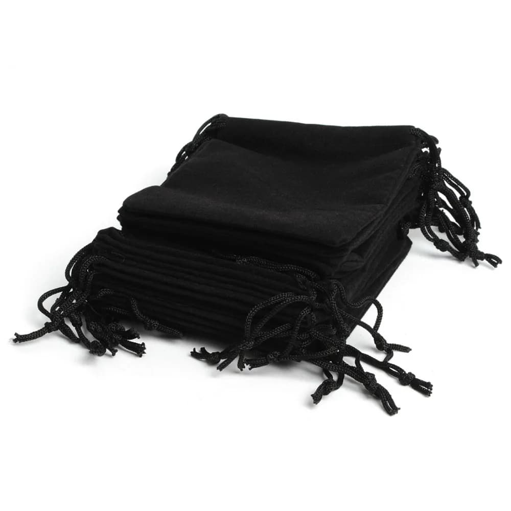 Sac cadeau en velours noir avec ficelle de proximité, sacs en poudre, emballage de bijoux, Noël, bonbons, mariage, fête, 12x10cm, 100 pièces