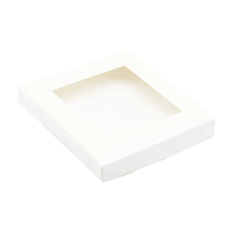 Boîte d'emballage cadeau blanche Kraft 15x15x2cm, avec Film PVC, boîtes d'emballage de décoration de bonbons pour cadeaux de mariage