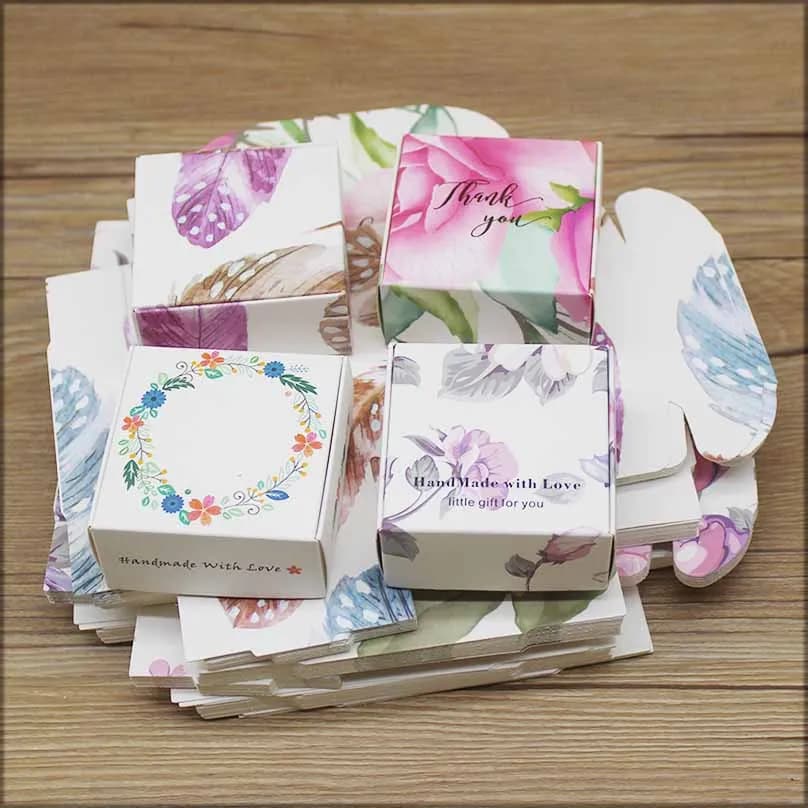 ZerongE bijoux10pc bricolage vous de remerciement cadeaux package Vintage kraft fleur cadeaux boîte emballage pour mariage maison fête suppiles