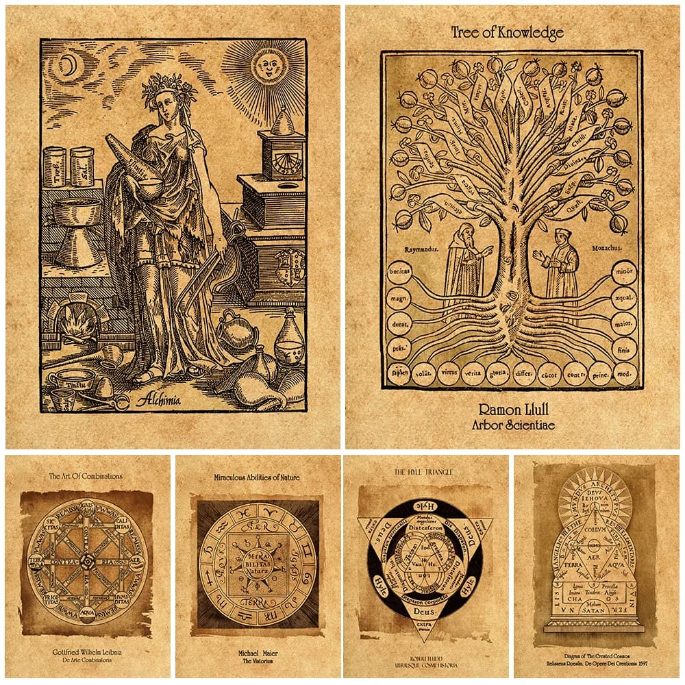 Affiche et imprimés d'art de Science, décoration murale d'alchimiste et de géométrie, diagramme cosmique, arbre de connaissance, sans cadre