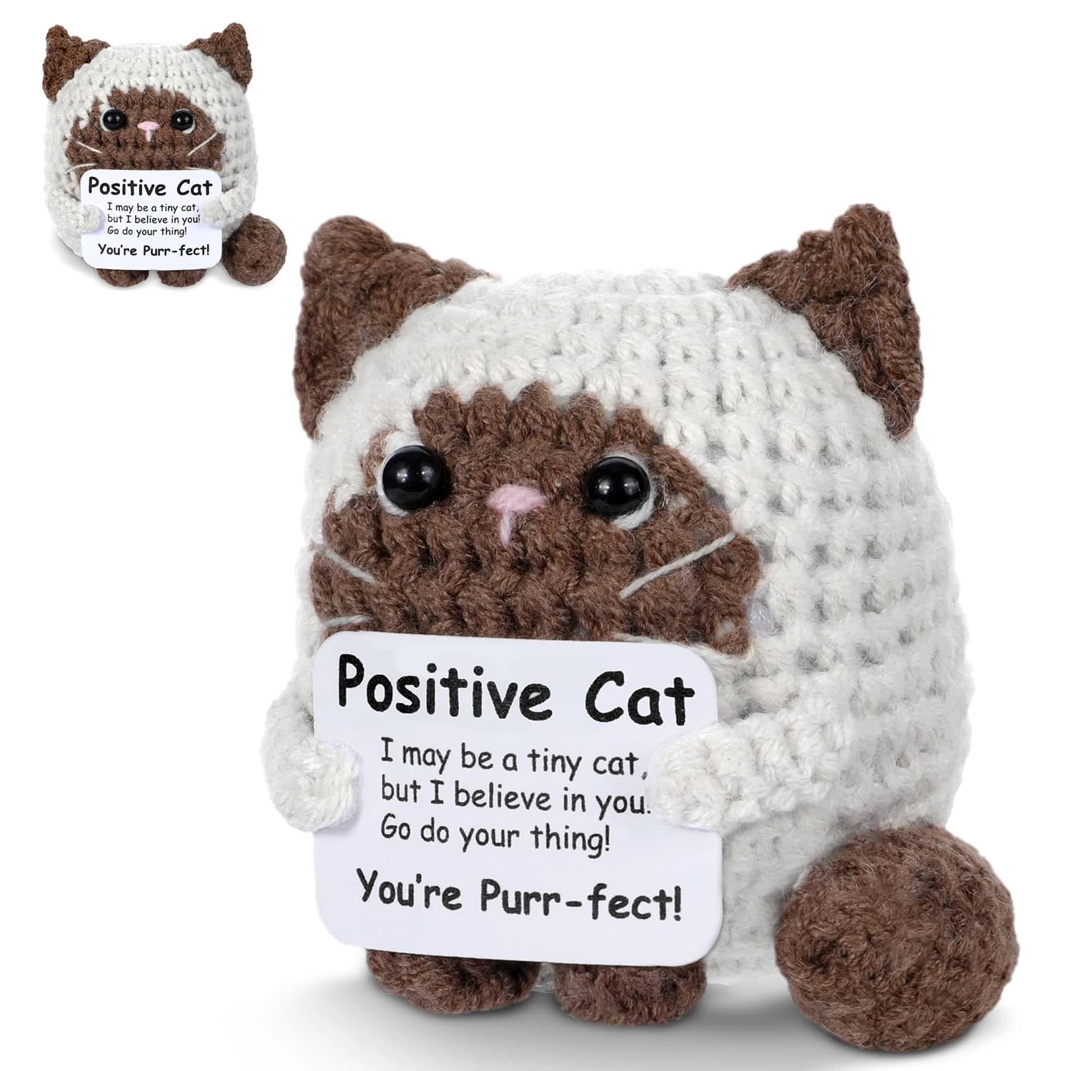 Chats au crochet pleins d'énergie positive, encouragement émotionnel, cadeaux d'anniversaire pour amis, chats tricotés faits main, cadeaux pour collègues, amies, étudiants, petits cadeaux d'anniversai