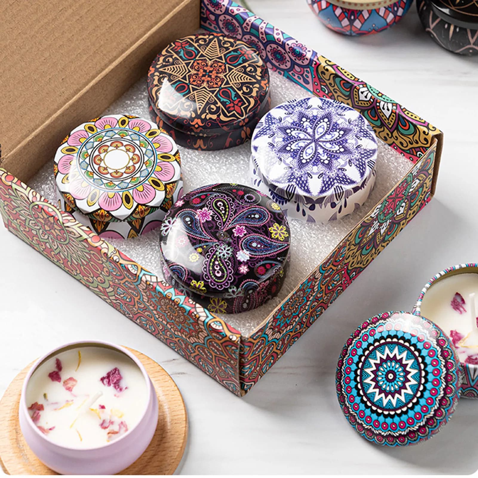 Ensemble de bougies parfumées avec lavande, citron, cacao, bougie d'aromathérapie portable pour la méditation et le massage