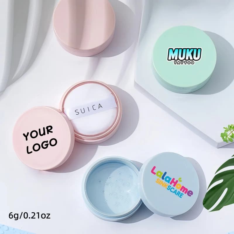 Boîte de poudre libre colorée Macaron personnalisée avec bouffée de poudre, matériel d'emballage de beauté professionnel, 50 pièces
