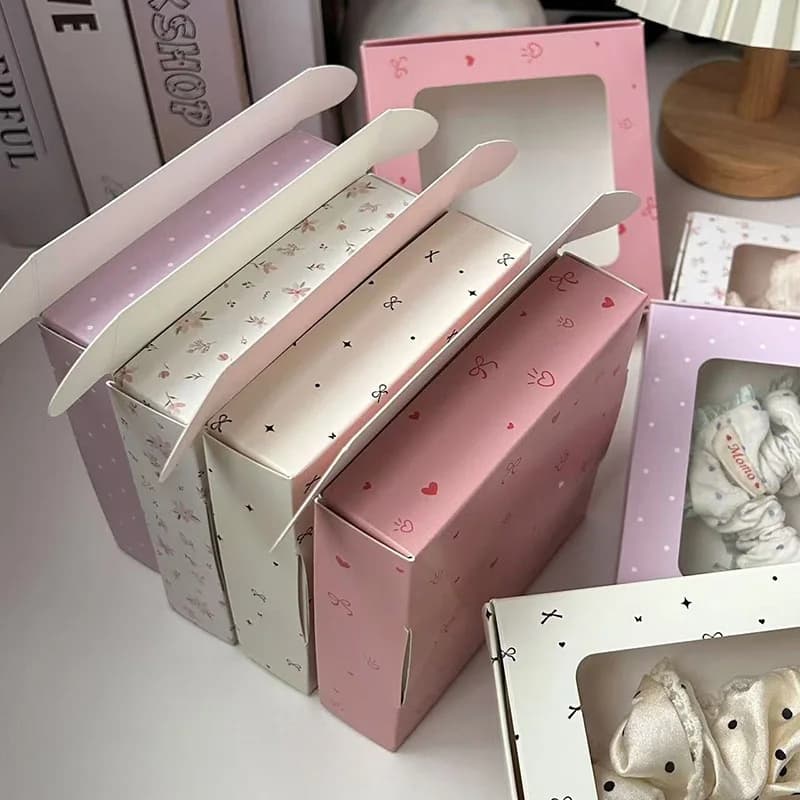 Boîte-cadeau carrée, présentoir de bijoux, boîte d'emballage, sac organisateur avec rebillage pour bagues de cheveux, colliers, bracelets, boîtes d'emballage 1/5 pièces