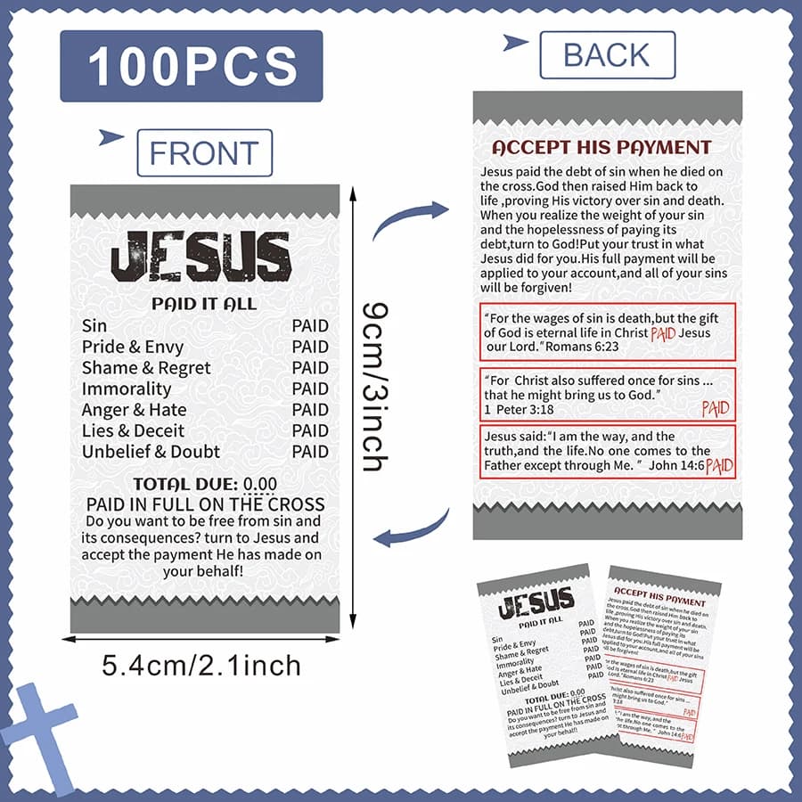 100 cartes inspirantes sur la foi, cartes de versets bibliques du Évangile, double face, pour cadeaux, partage, inserts d'emballage