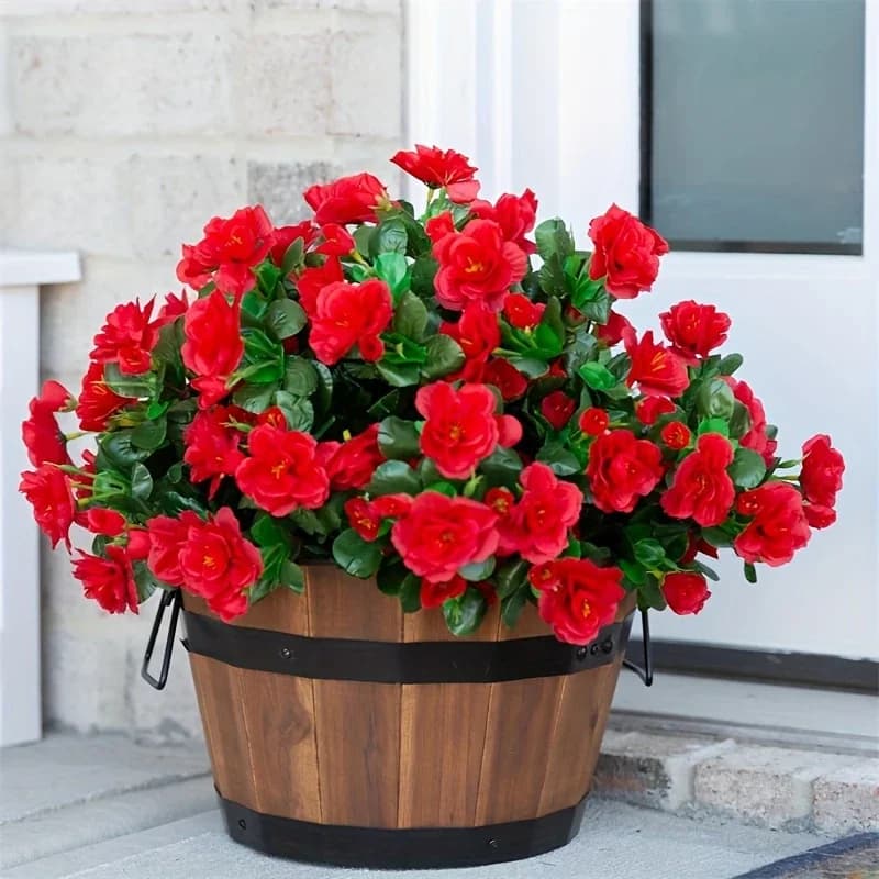 Azalea rouge artificielle d'automne en plein air, fleurs de haute qualité, buissons, décor résistant aux UV, fausses fleurs, décorations pour la maison, petites pour le jardin