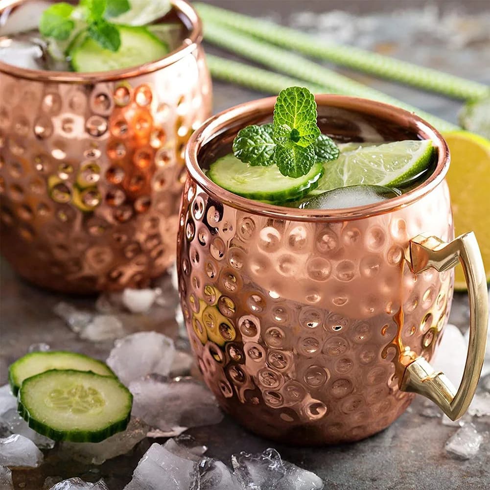 Tasse en cuivre en acier inoxydable, mules de Moscou, tasse à bière en métal, gobelet en cuivre, cocktail, vin, café, champagne, fête, bar, outils de verres