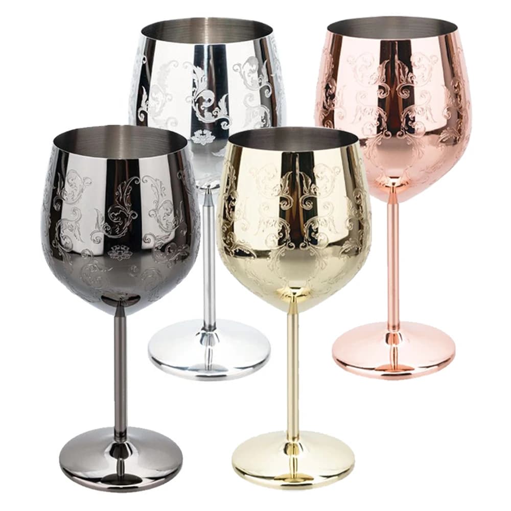 Grapevine gravure verre à vin rouge gobelet pour fête de mariage verre à vin en acier inoxydable gobelet bon effet de refroidissement cadeau des amoureux du vin