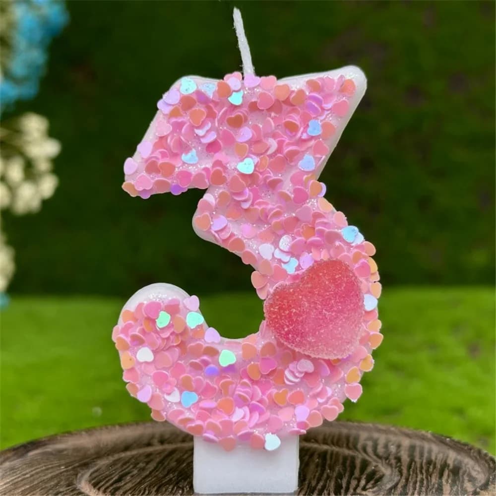 Bougie en forme de cœur rose pour fille, amour, numéro d'anniversaire, pour enfants d'un an, pour adultes, proposition de cérémonie, cadeau de confession pour fête d'anniversaire