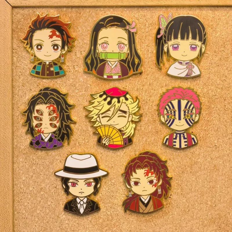 Broche Demon Slayer, badge en métal de dessin animé, Tanjiro Nezuko Zenitsu Shinobu, accessoires de cosplay pour sac à dos, vêtements, cadeau