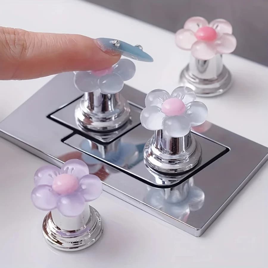 Poignée de chasse d'eau florale essentielle pour salle de bain - accessoire