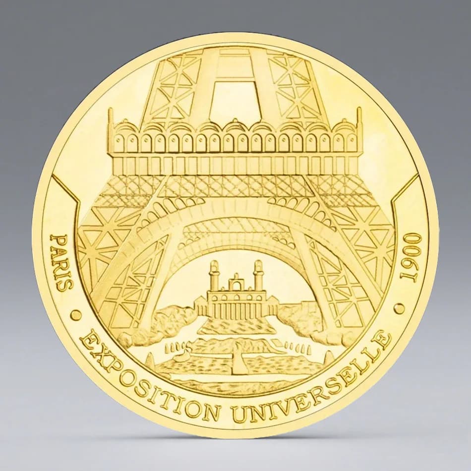 Pièce de Monnaie Souvenir Plaquée Or Paris-Tour Eiffel
