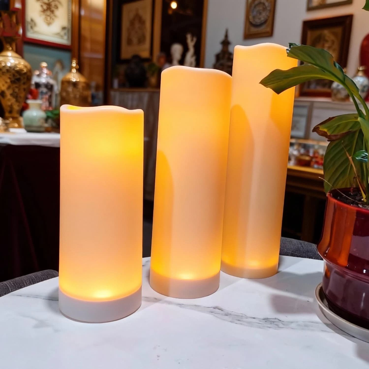 Bougies étanches scintillantes sans flamme, avec télécommande, pilier LED d'extérieur et d'intérieur, pour Festival, fête de mariage