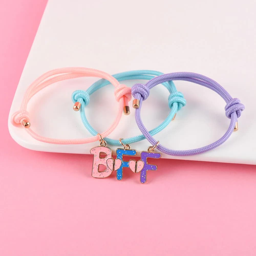 Bracelet avec lettres BFF en forme de cœur, couture pour meilleur ami, bijoux d'amitié, cadeaux pour filles, 3 pièces/ensemble