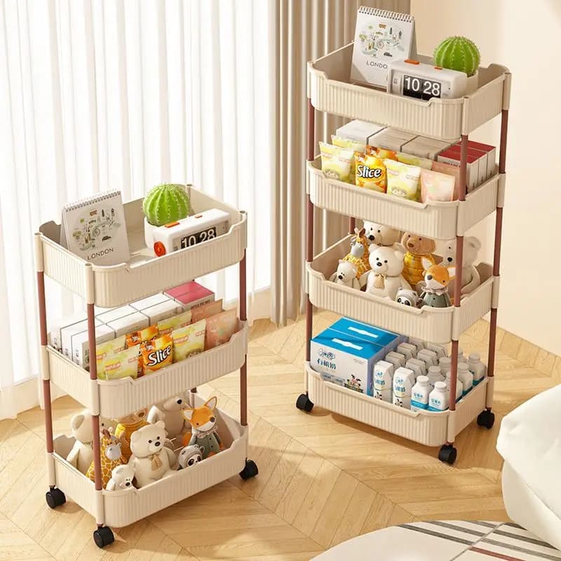 Support de rangement Mobile, chariot de cuisine, salle de bains, chambre à coucher, support de stockage de collations à plusieurs étages avec organisateur de roues, accessoires pour la maison