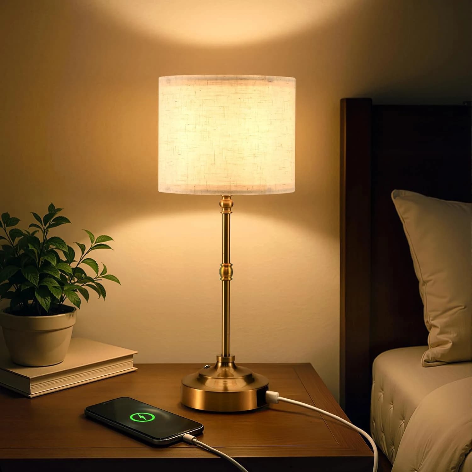 Lampes de Table sans fil lampe à batterie Rechargeable avec lampes de chevet tactiles en tissu à intensité variable à 3 niveaux pour chambre à coucher, salon