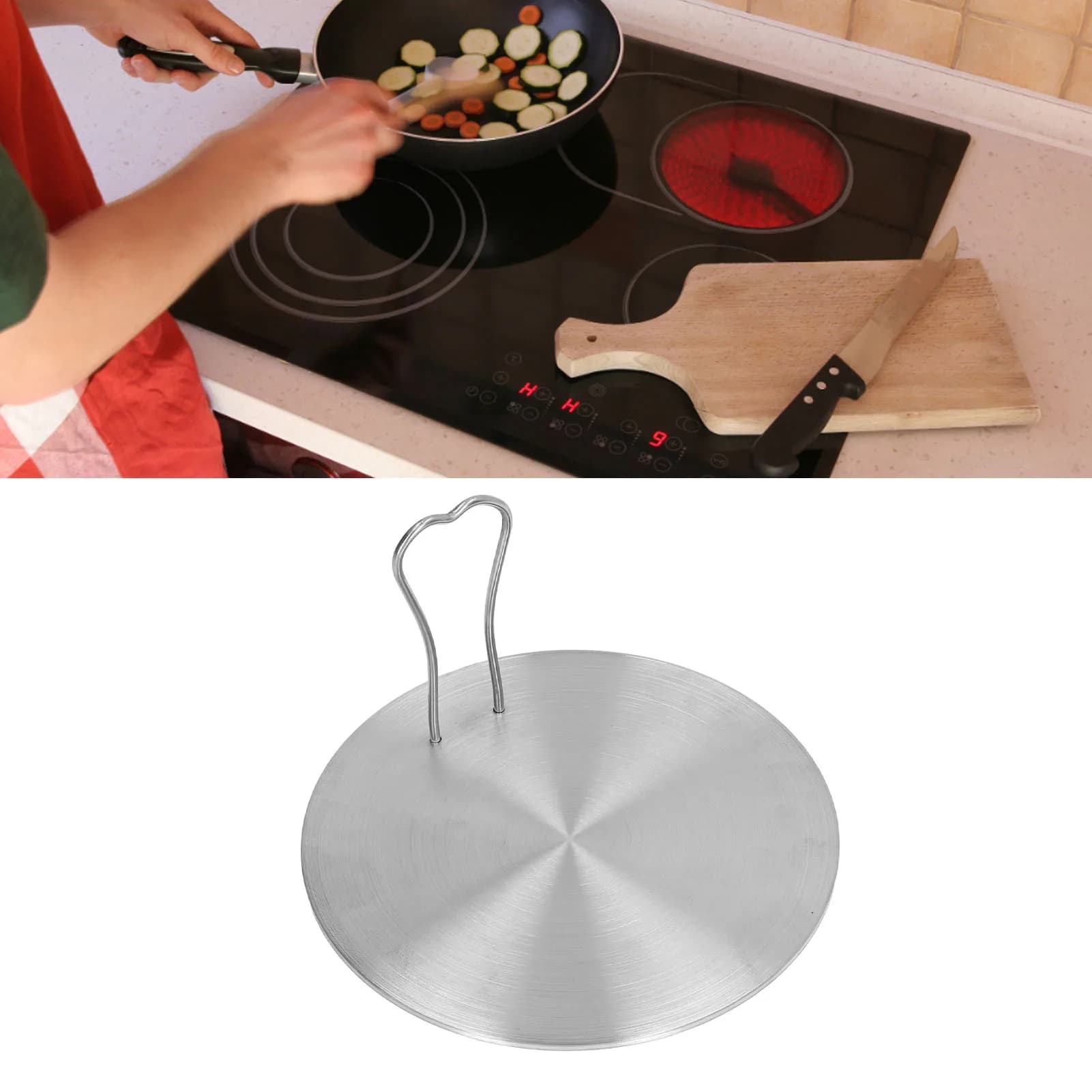 Plaque de cuisson diffuseur de chaleur avec poignée sûre et pratique, plaque convertisseur à induction pour une diffusion uniforme de la chaleur pour poêle en fer, pour la maison