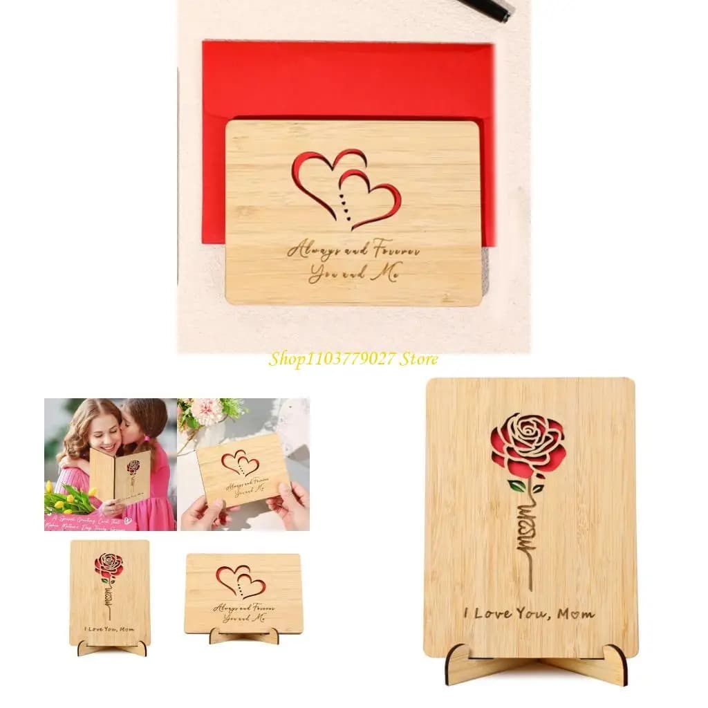 C4DF Carte célébration en bois décorative CADEAU MEMORAL MEMORAL CADI
