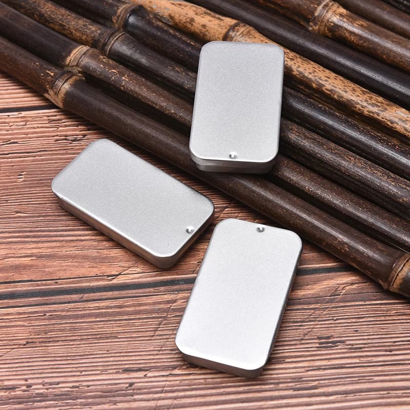 Boîte de rangement en fer avec couvercle coulissant pour bijoux, pilules, pièces de monnaie et bonbons