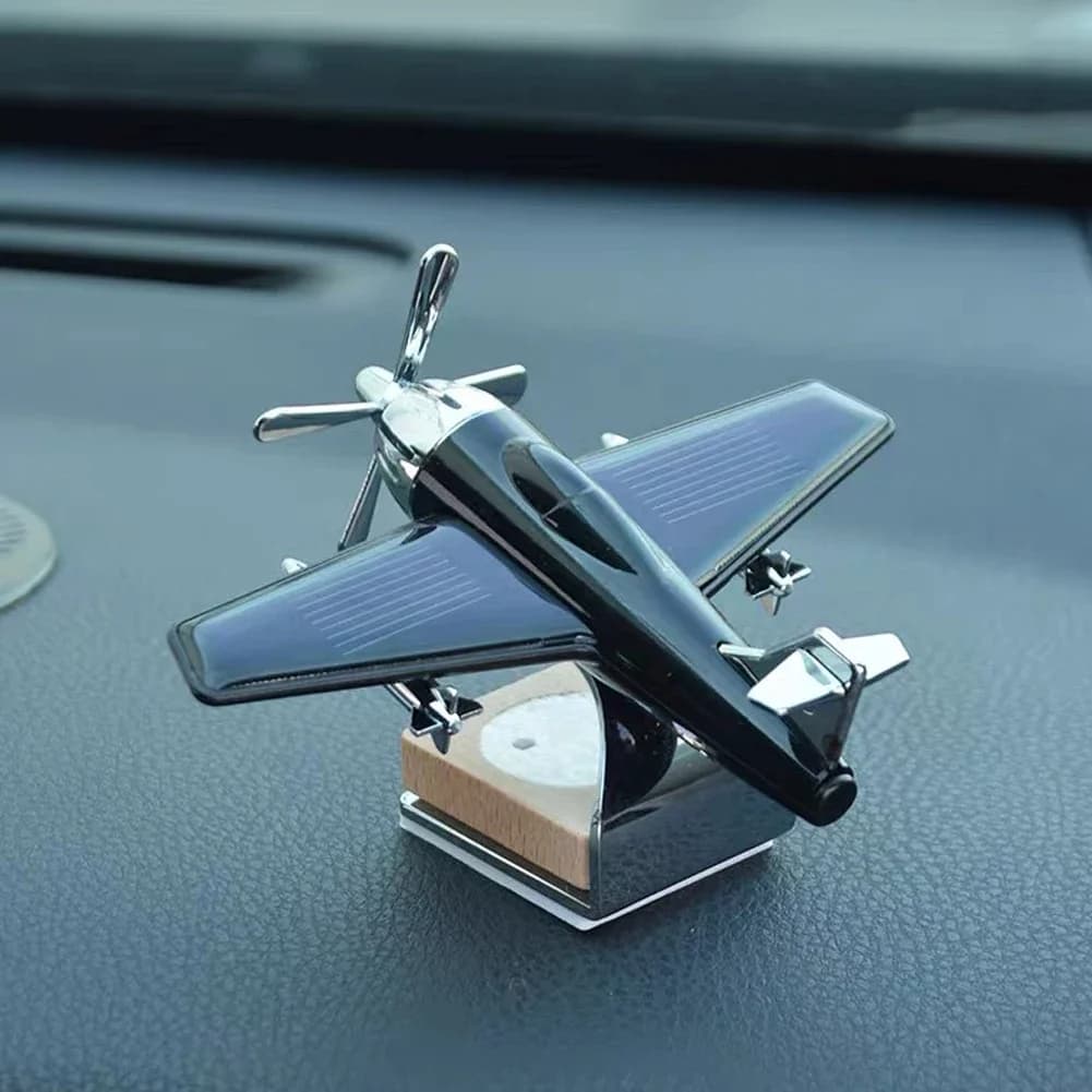 Désodorisant rotatif pour voiture, parfum d'avion solaire, mini avion, accessoires décoratifs, éliminateur d'odeurs de voiture