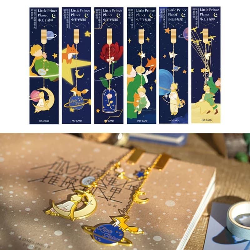 Marque-page en chaîne/métal, série 12 planète du petit Prince, fournitures de bureau décoratives créatives, cadeau pour étudiant, lecture pour enseignant