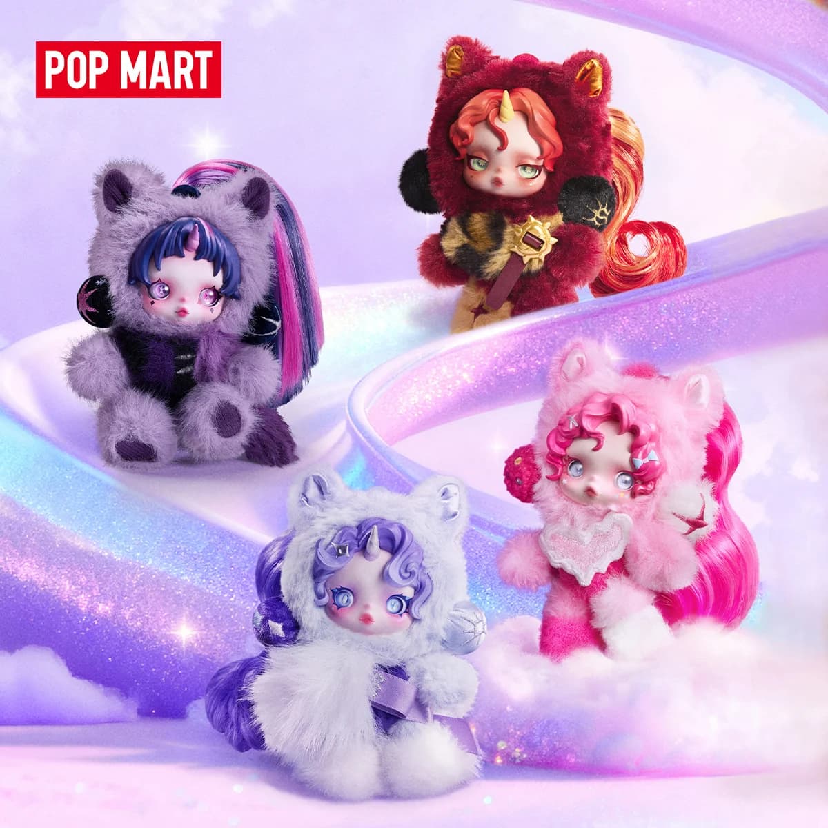 POP MART θ SKULLPANDA × My Little Pony Series Peluche Pendentif Boîte Mystère 1PC/6PCS Figurine Mlp Skullpanda Blindbox