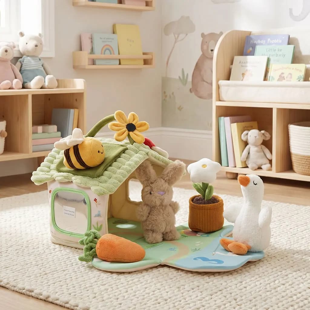 Jouets sensoriels musicaux pour bébés 0-6 mois, animaux de la ferme doux, boîte magique pour développer la précision des doigts