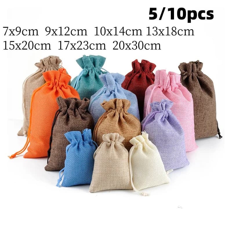 Sacs Cadeaux Rustiques en Toile de Jute Écologique, Pochettes en Jute pour Cadeaux de Mariage, Bijoux Faits à la Main, Bricolage, Fournitures de ix