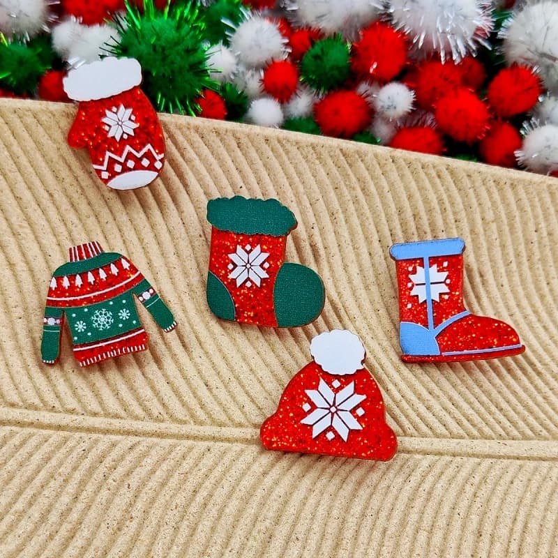 KUGUYS – broche de noël mignonne pour femmes, cadeaux d'hiver, accessoires de pull en acrylique à paillettes, bijoux classiques
