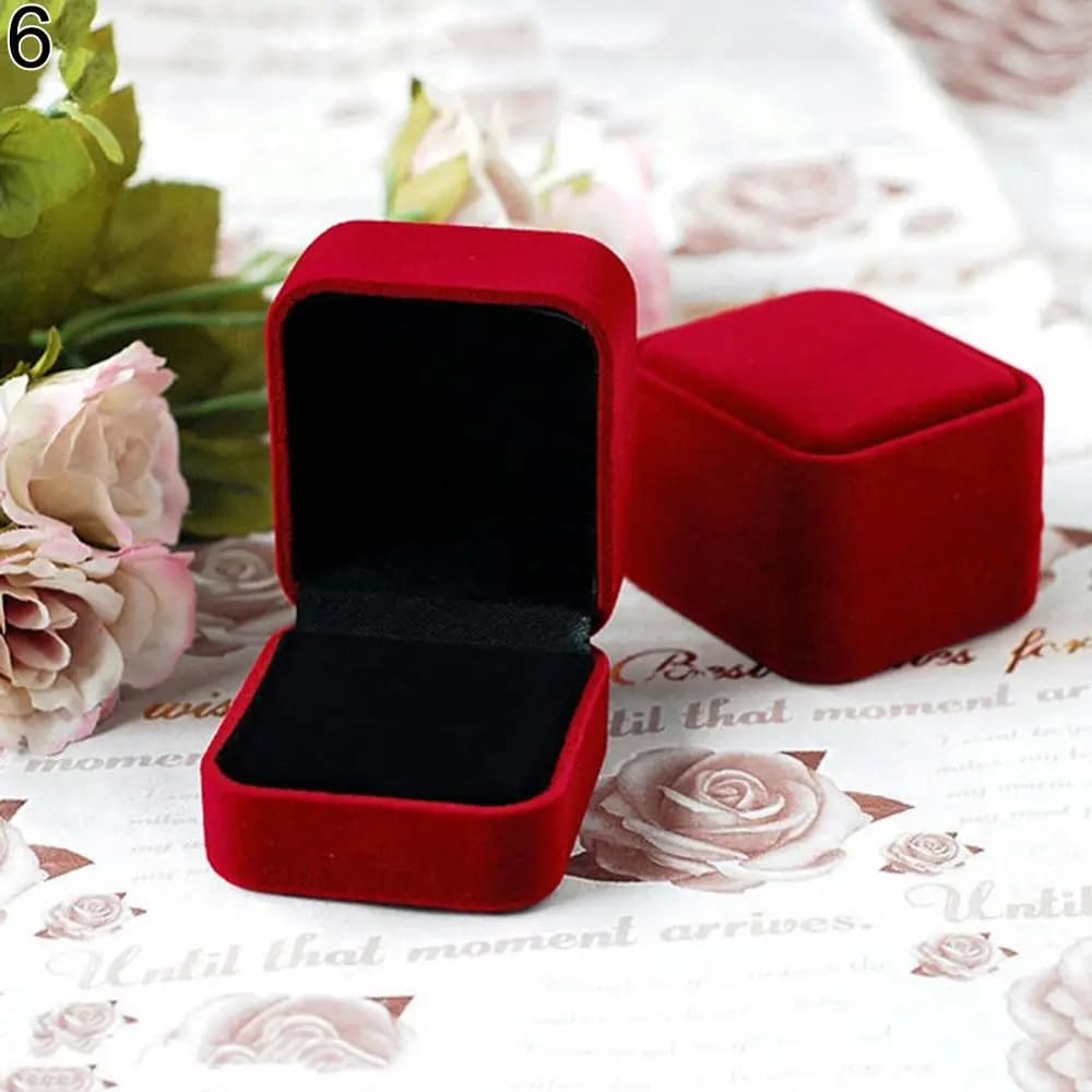 Boîte à bijoux en velours pour femmes, support organisateur de colliers, bagues, boucles d'oreilles, couvercle carré Portable de voyage, mallette de rangement de bijoux ouverte, cadeau