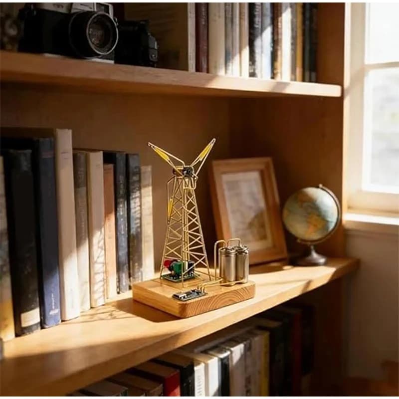 Veilleuse de bureau DIY en forme de moulin à vent rotatif, art mécanique, anti-éblouissement, décoration de bureau à domicile, cadeau pour enfants