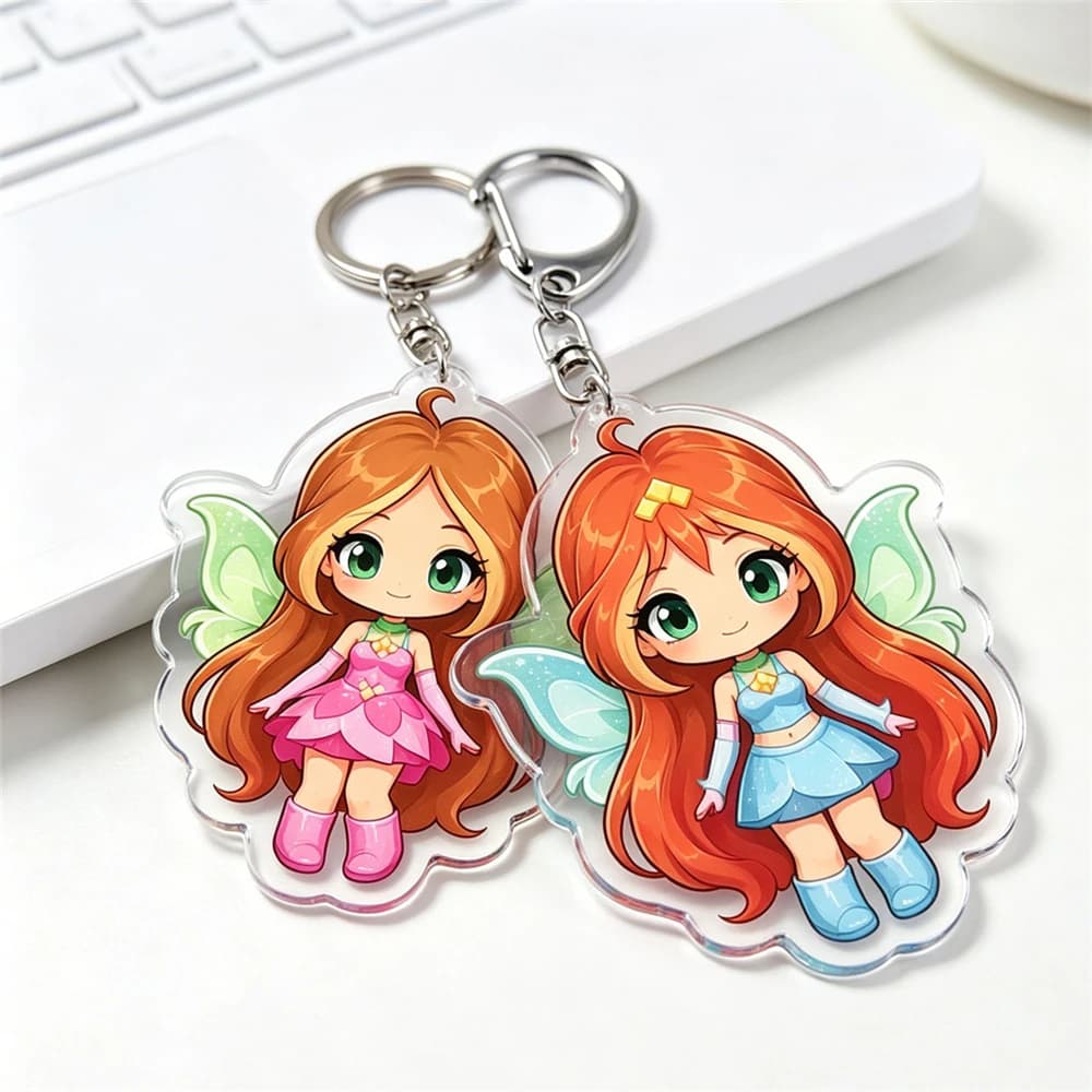 Porte-clés Chibis de Filles Magiques Sweet Fairy pour Accessoires, Bijoux Porte-clés Mignons de Dessins Animés, Cadeaux pour Fans et Amis de Stella Musa Tecna