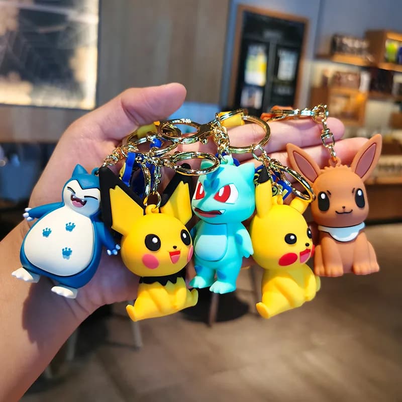 Porte-clés Pokémon Pikachu, Snorlax, Eevee, breloque de voiture, pendentif de sac à dos, accessoire de mode Kawaii, cadeau mignon pour enfants, vente chaude