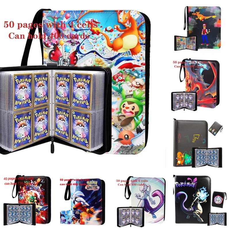 Classeur pour cartes à collectionner Pokémon, classeur de cartes, support de livre personnalisé avec 50 pochettes, 400 emplacements