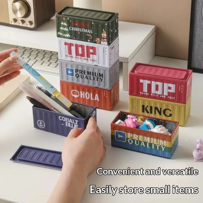 Mini boîte en fer empilable, organisateur de bureau créatif, ornements de bureau, petit conteneur pour anciens modèles miniatures, accessoires de scène