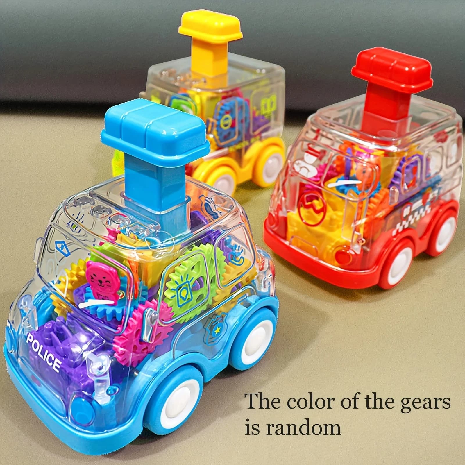 Jouet pour bébé dessin animé presse engrenage voiture jouet Lnertia Pull-back voiture transparente inertie rebond voiture cadeaux d'anniversaire pour enfants garçons et filles