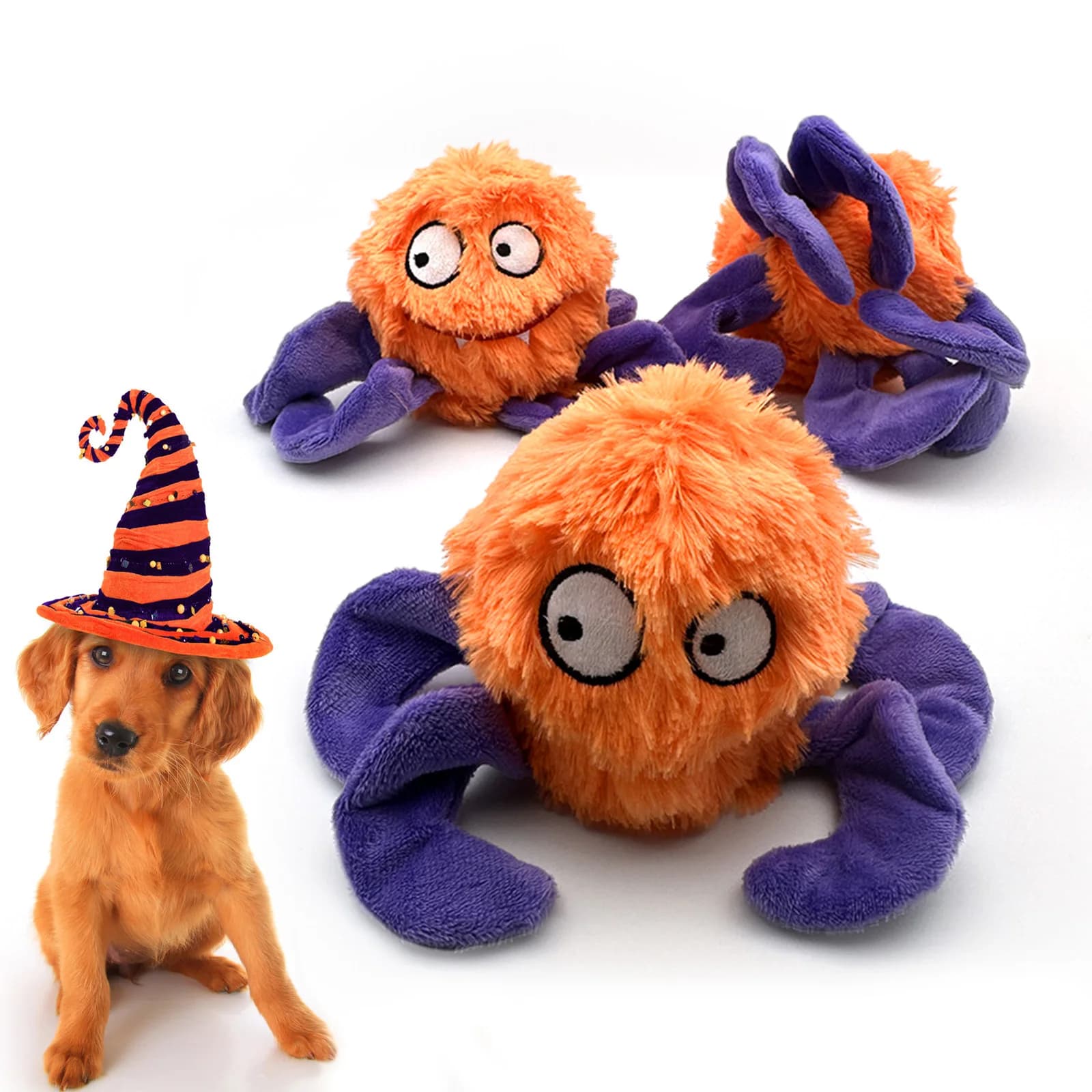 Nouvelle peluche réaliste en forme d'araignée pour chien, idéale pour les chiens de grande, petite et moyenne taille
