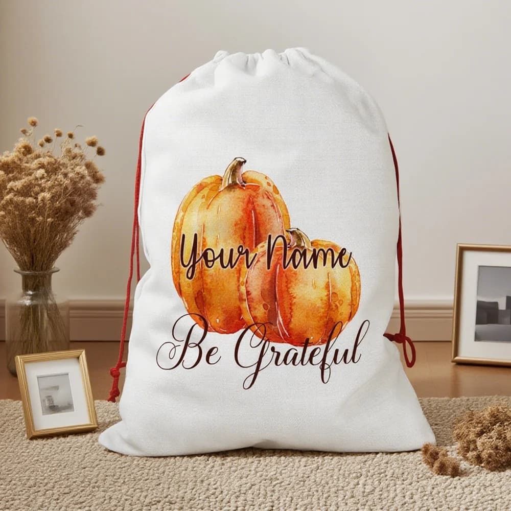 Sac cadeau personnalisé citrouille sac de père noël Halloween bonbons ou friandises fourre-tout à cordon décor d'automne Thanksgiving noël toile faveur