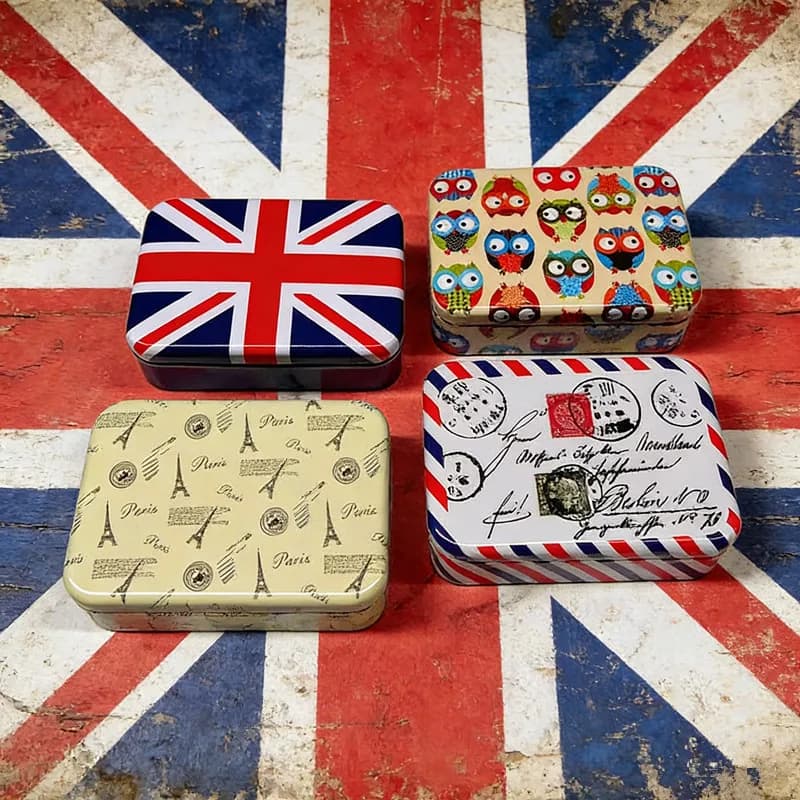 1 petite boîte en métal à couvercle rabattable pour organiser les fournitures de bureau, les perles, les outils de couture et les petits objets